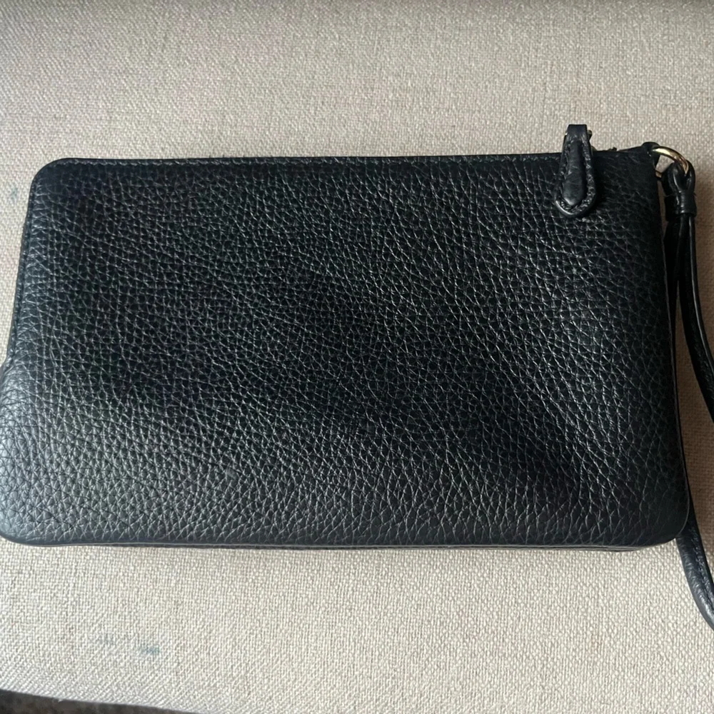 Coach Signature Brown Pebbled Leather Wristlet - Picture 9 of 13